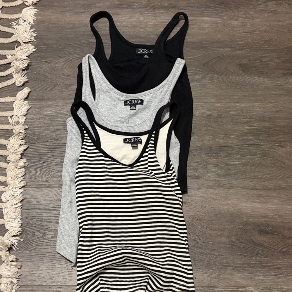 J. Crew Black, Gray, and Striped Tank Tops